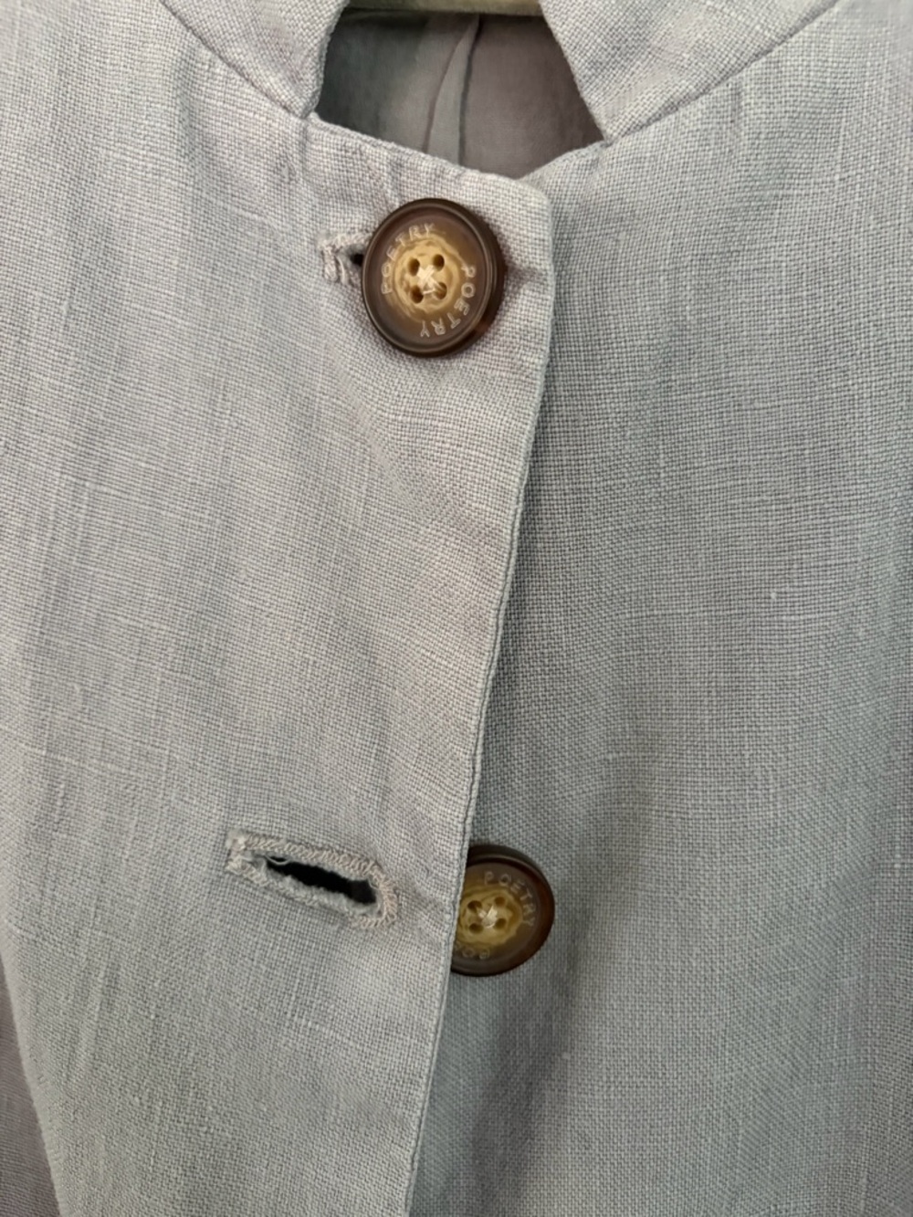 Poetry Light Gray linen Button Jacket - Picture 3 of 11
